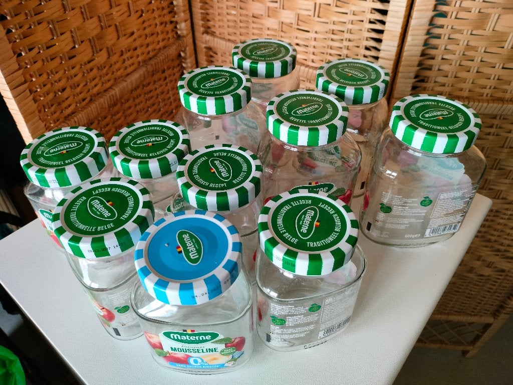 lot 11 bokalen confituur deksel glas 6x375g 5x600g, Ophalen of Verzenden, Zo goed als nieuw, Glas