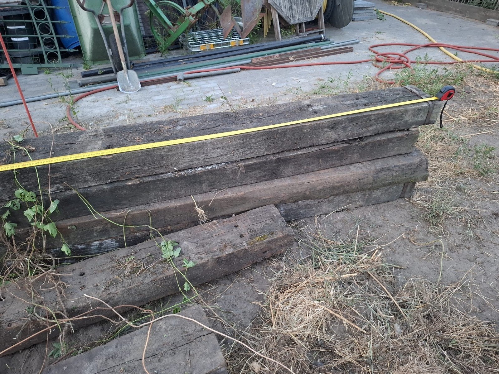 eikenhouten spoorbielzen, Tuin en Terras, Ophalen, Gebruikt, Biels, 200 cm of meer