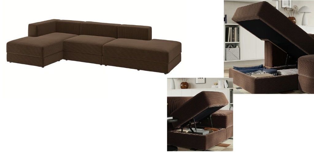 JÄTTEBO ikea 3,5-zitsbank met chaise longue, Ophalen, Vierpersoons of meer, 300 cm of meer, Nieuw