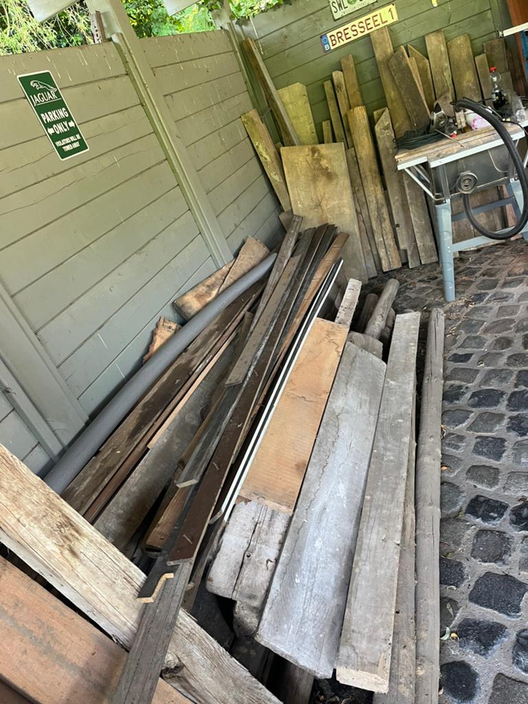 Eiken balken en tabletten en allerlei eiken hout, Ophalen, Gebruikt, Planken