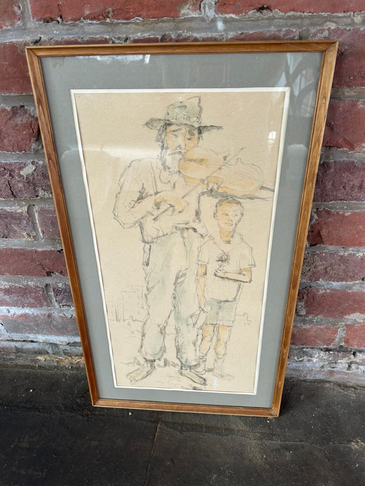 De vioolspeler, Antiquités & Art, Art | Dessins & Photographie, Enlèvement, Dessin