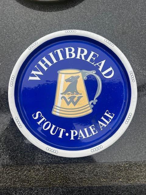 emaille plateau Whitbread in goede staat., Verzamelen, Ophalen of Verzenden, Zo goed als nieuw, Reclamebord