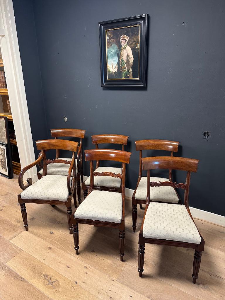 Set van 6 antieke eetkamerstoelen, Antiek en Kunst, Verzenden