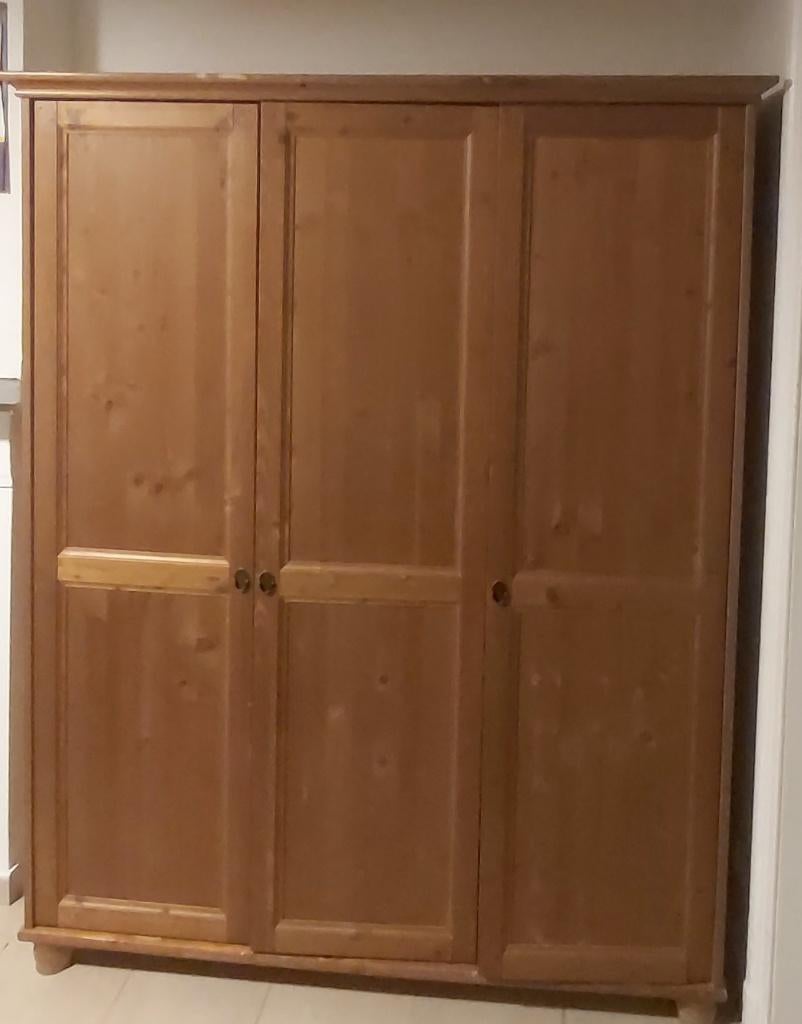 KLEDINGKAST VAN NATUURLIJK HOUT, Huis en Inrichting, Kasten | Kleerkasten, Ophalen, Gebruikt, EN BOIS NATUREL A 3 PORTES, 100 tot 150 cm