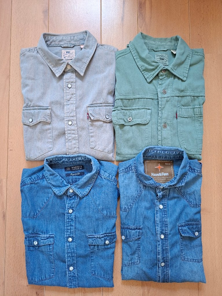 4 jeanshemden voor 6 euro (2 levi's, haze&finn, esprit), Ophalen of Verzenden, Maat 48/50 (M)