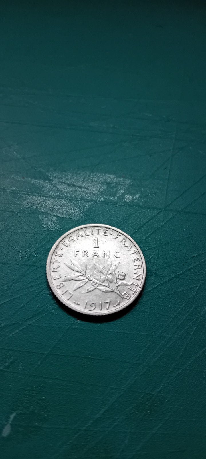 Pièce française en argent 1 franc 1917 (Semeuse) 83,5% argen, Enlèvement ou Envoi