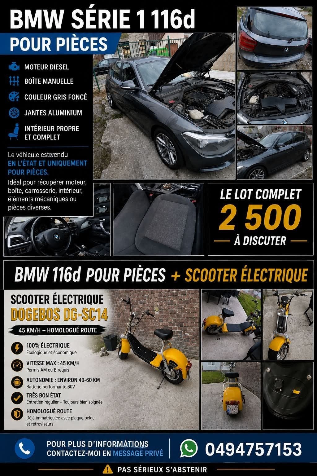 Voiture BMW en vente pour piece, Enlèvement