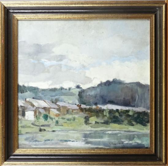Huile sur panneau village signe Albert mascaux, Enlèvement ou Envoi