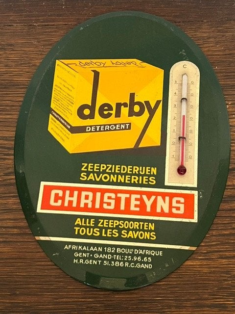 Glacoïde thermometer Derby detergent, Christeyns zeep, Ophalen