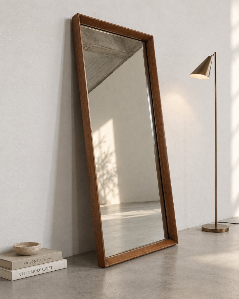 Miroir vintage rectangulaire avec cadre en bois, Enlèvement, Rectangulaire