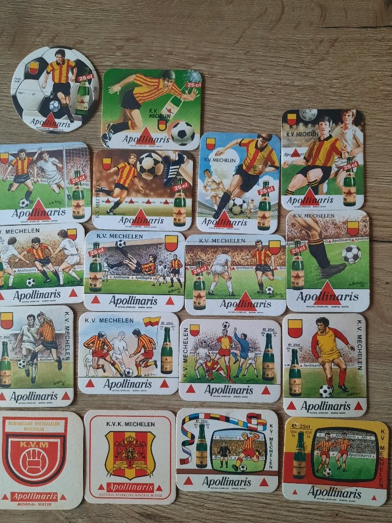 KV Mechelen 18 verschillende Apollinaris 1974 - 2000, Enlèvement ou Envoi, Utilisé, Accessoires de club