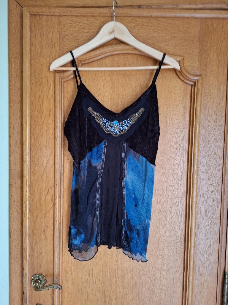 Top noir avec Brillants - Taille 42 - Hauber Germany, Kleding | Dames, Ophalen, Zwart, Maat 42/44 (L), Zonder mouw