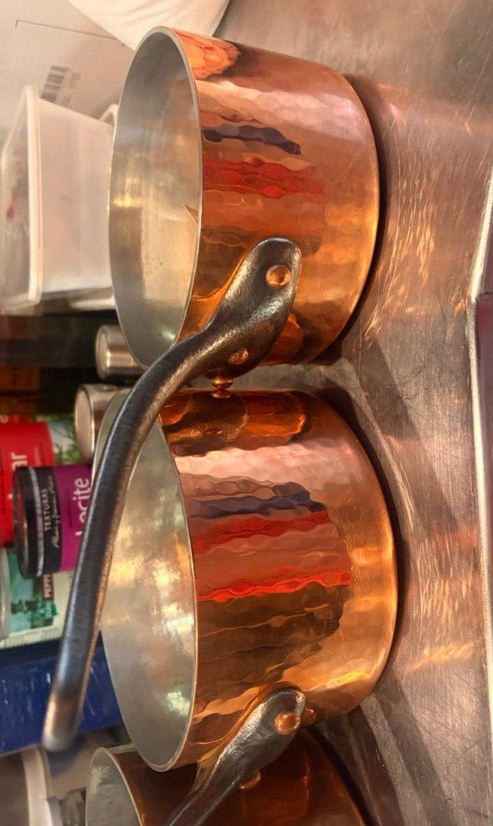 Koperen steelpan Her Verbeelen Antwerpen set 4 stuks, Huis en Inrichting, Ophalen