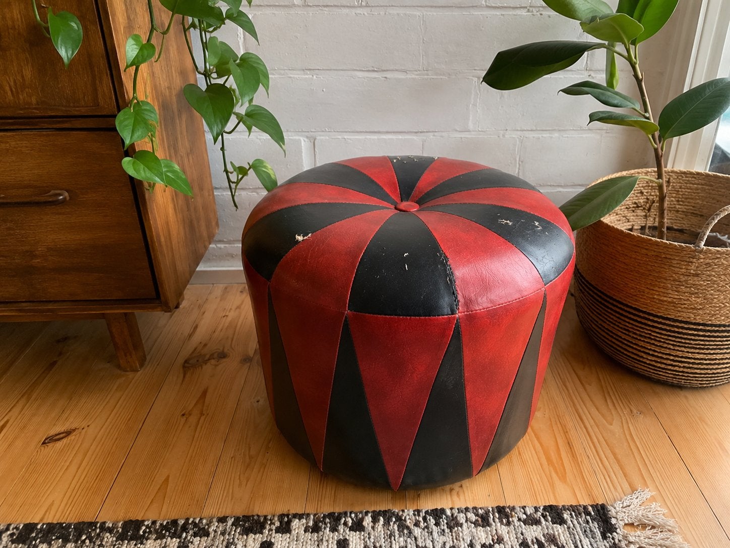 Pouf rétro vintage, Enlèvement, Utilisé, Rond, Vintage