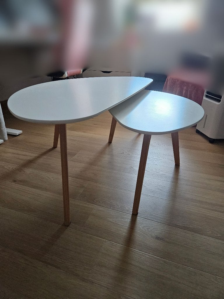 Set van 2 organische salontafels, Maison & Meubles, Tables | Tables de salon, 100 à 150 cm, Chêne, Comme neuf, Enlèvement