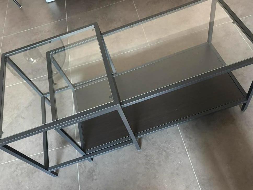 Set van twee salontafels/bijzettafels Ikea Vittsjö, Verre, Enlèvement, Modern strak industrieel, Carré