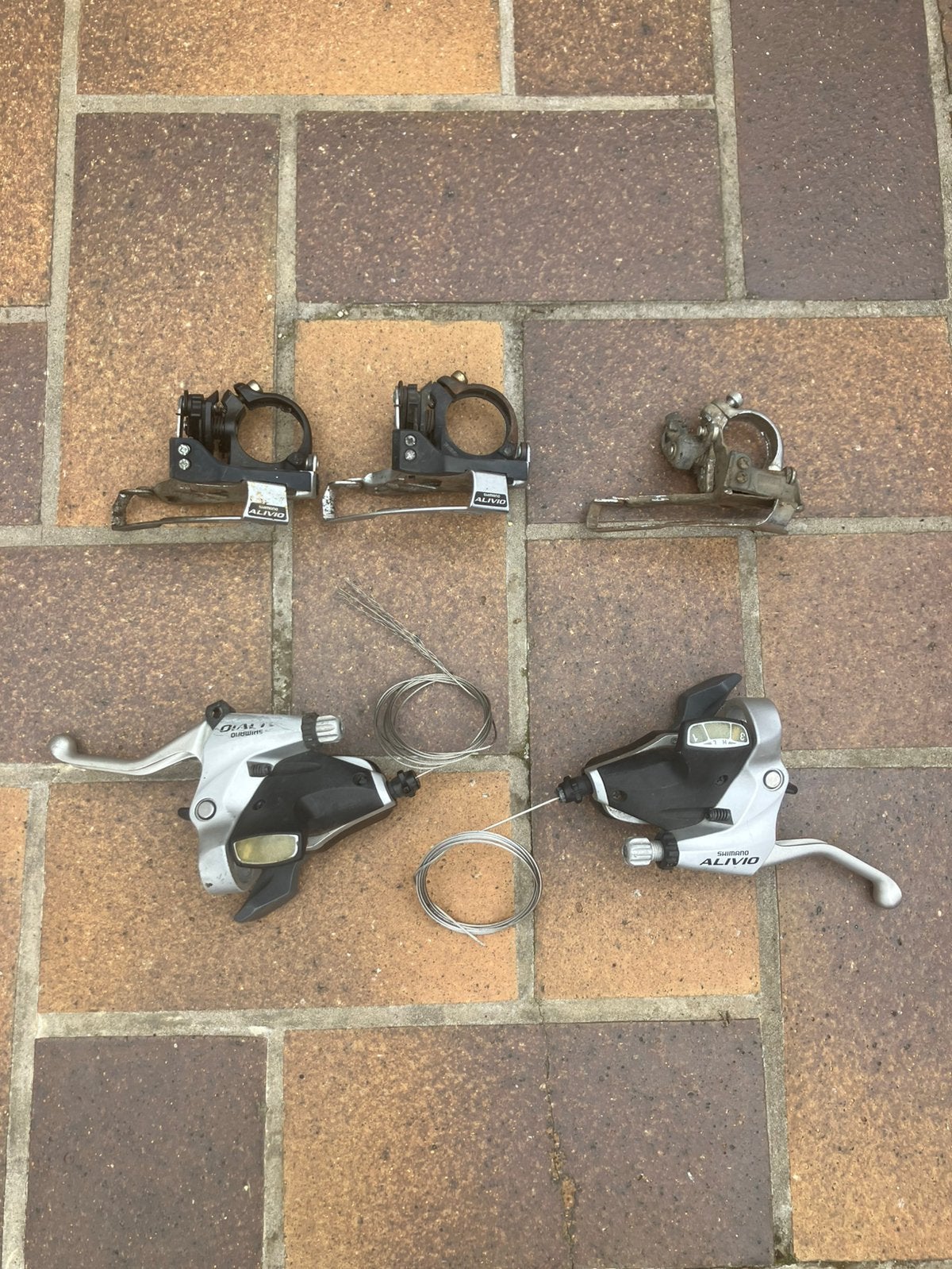 Shifters en Derailleur Triple Shimano, Fietsen en Brommers, Fietsonderdelen, Remmen, Gebruikt, Ophalen of Verzenden, Aluminium