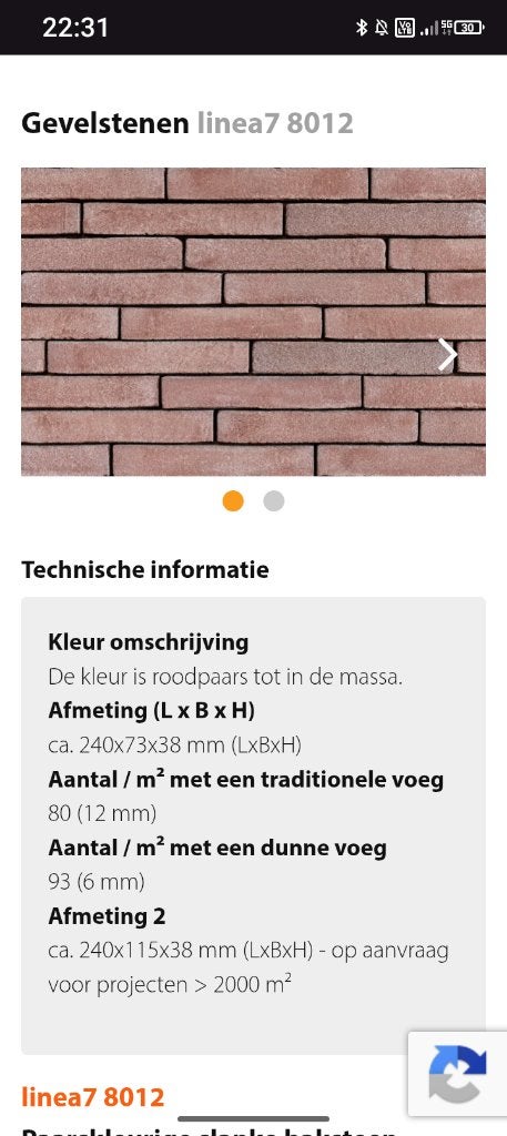 Gevelsteen vandemoortel linea7-8012, Doe-het-zelf en Bouw, Ophalen, Nieuw, Bakstenen