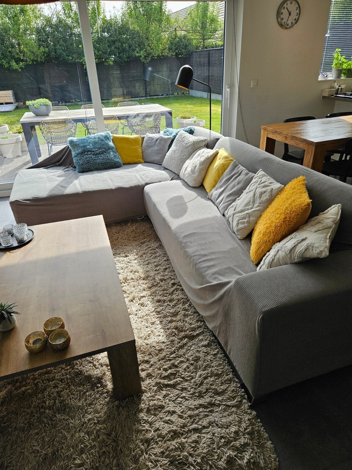Canapé d'angle et pouf, Maison & Meubles, Canapés | Coins salons complets, Utilisé, Cuir, Enlèvement