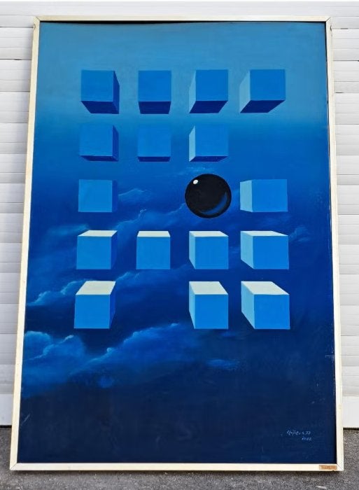 Huile sur toile cartonne etude equilibre signe, Enlèvement ou Envoi, Toile
