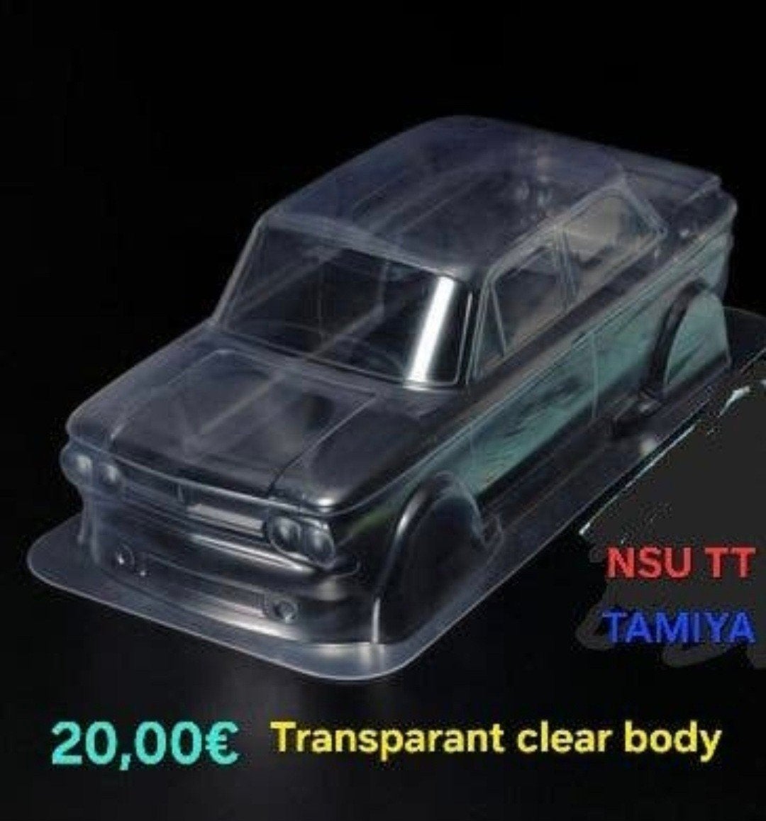 Nouveau boîtier transparent Tamiya NSU TT., Hobby & Loisirs créatifs, Neuf, Autres échelles, Enlèvement ou Envoi, Voiture on road
