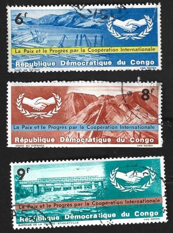 3 Postzegels Rep. Congo 1965 - 20 jaar Verenigde Naties, Postzegels en Munten, Postzegels | Afrika, Ophalen of Verzenden, Overige landen