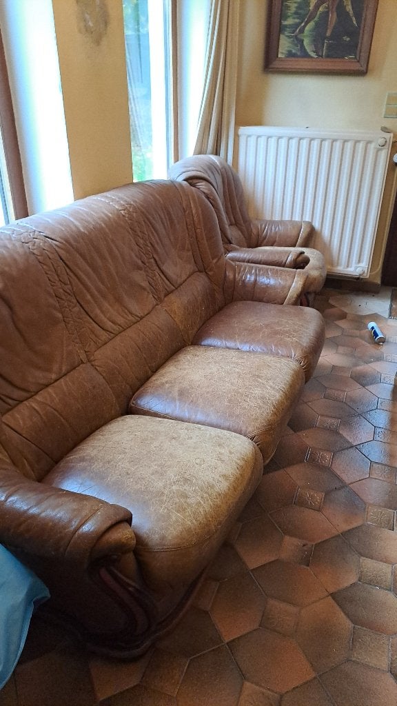 salon cuir, Maison & Meubles, Enlèvement, Utilisé, Cuir