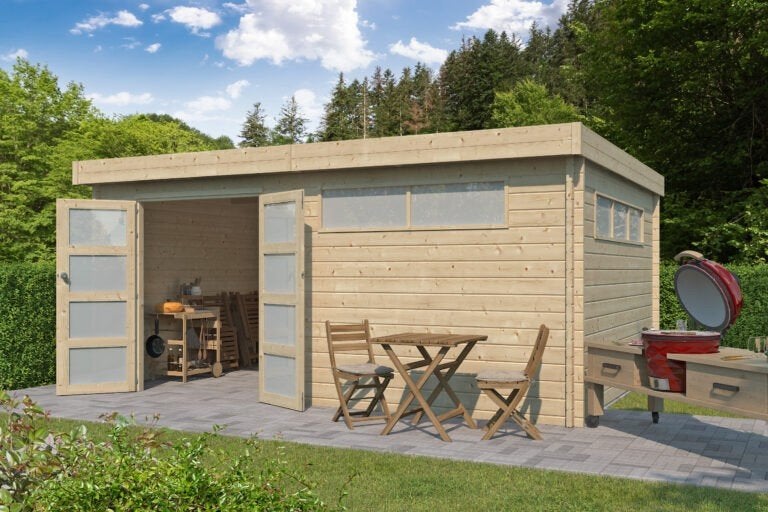 NOUVELLE cabane en rondins moderne de 44 mm : 4602ISO, Envoi, Neuf