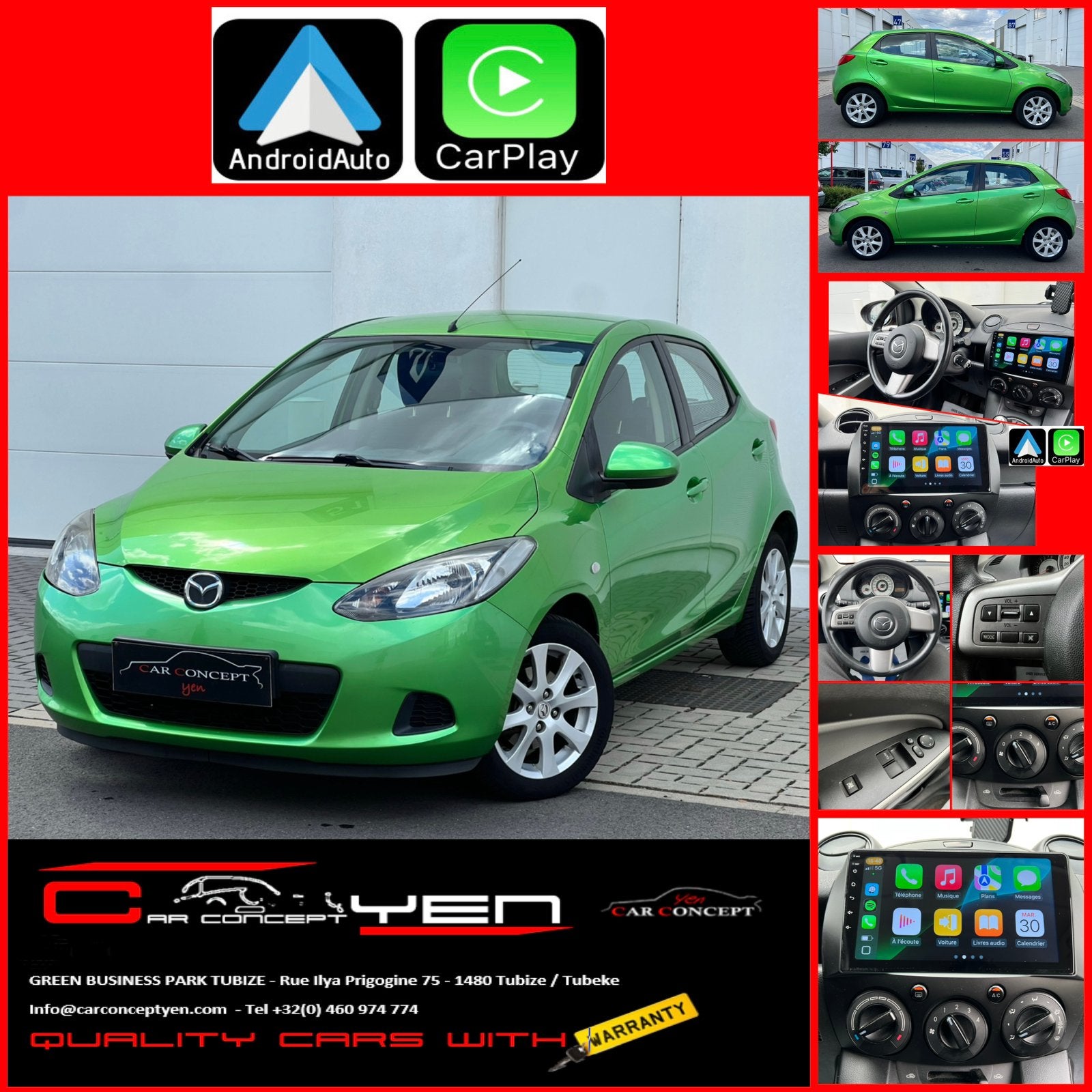 Mazda 2*1.3i*Carplay*Airco*Navi*Bluetooth*Kettingmotor*Top**, Auto's, Stof, Zwart, 4 cilinders, 5 deurs