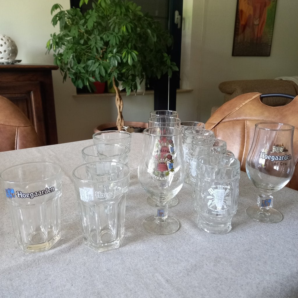 Hoegaarden bierglazen varia  12stuks, Ophalen