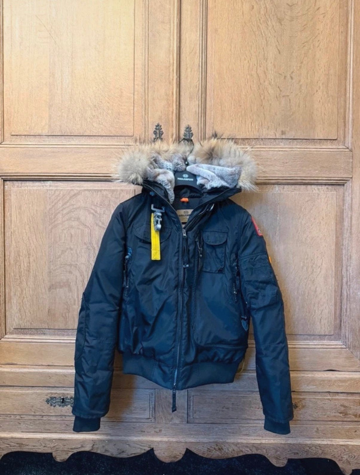Doudoune à capuche fourrure Parajumpers, Enlèvement ou Envoi, Porté, Taille 36 (S), Noir