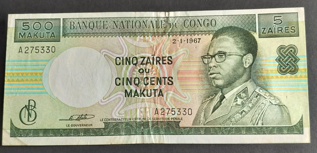 CONGO belge Belgique 5 zaïres 500 makuta 1967 Rare QUALITE, Timbres & Monnaies, Billets de banque | Afrique, Enlèvement, Autres pays