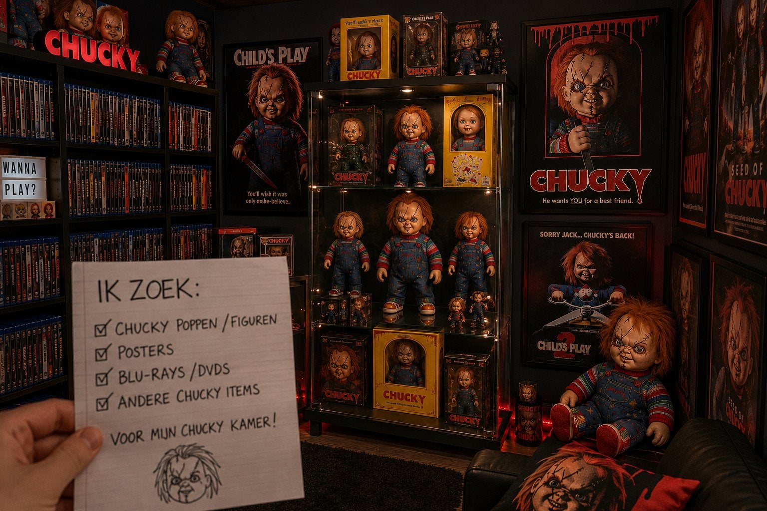 GEZOCHT: CHUCKY / CHILD’S PLAY VERZAMELITEMS, Verzamelen, Ophalen of Verzenden, Zo goed als nieuw
