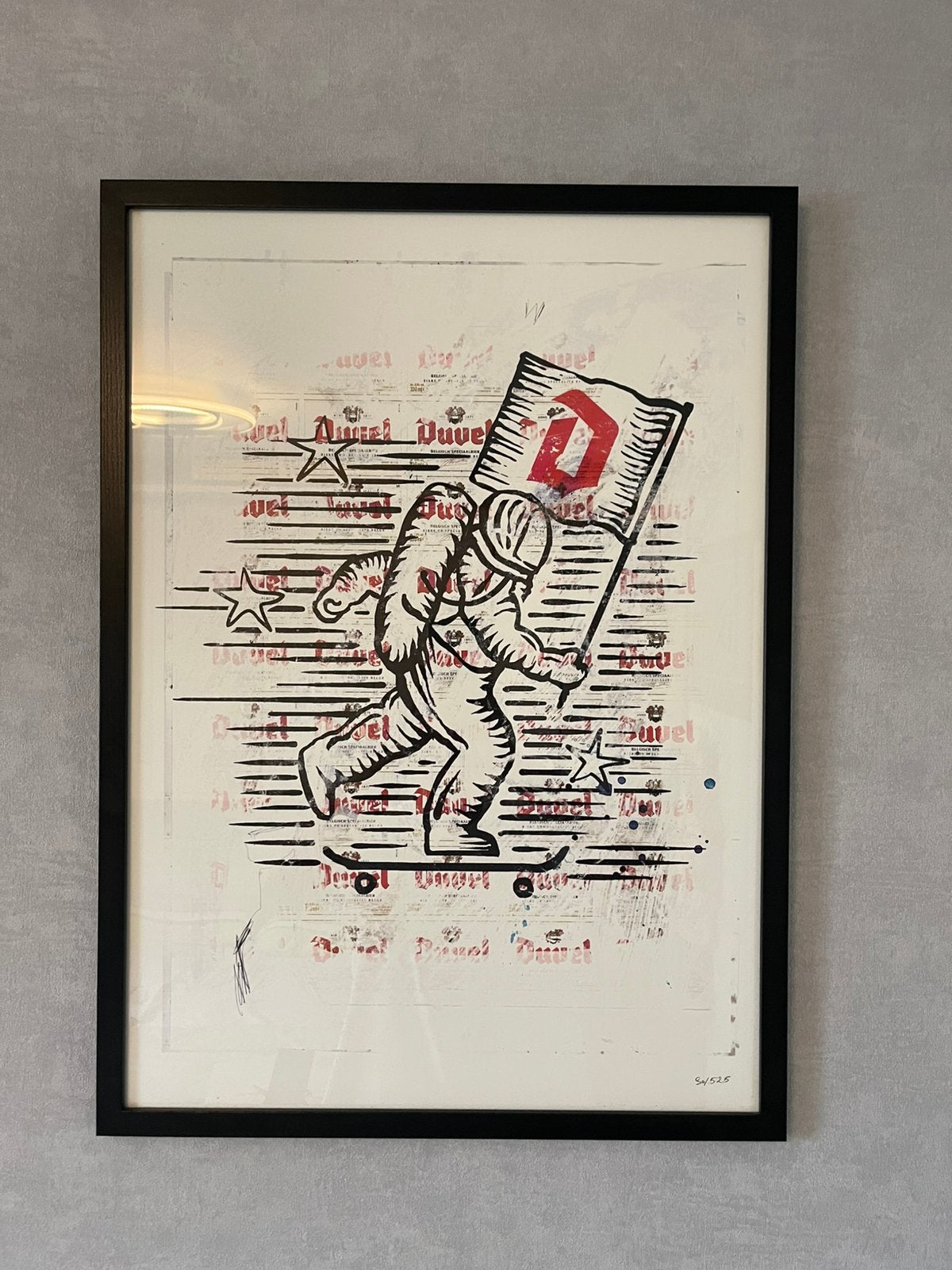 Duvel Kunstprint Zeefdruk "Astronaut" door Manuel Murillo, Antiquités & Art, Édition limitée, Enlèvement ou Envoi, Sérigraphie