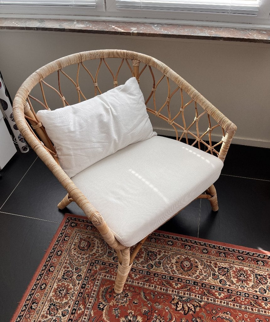 Fauteuil en rotin Stockholm Ikea, 75 à 100 cm, Osier ou Rotin, Comme neuf, Enlèvement