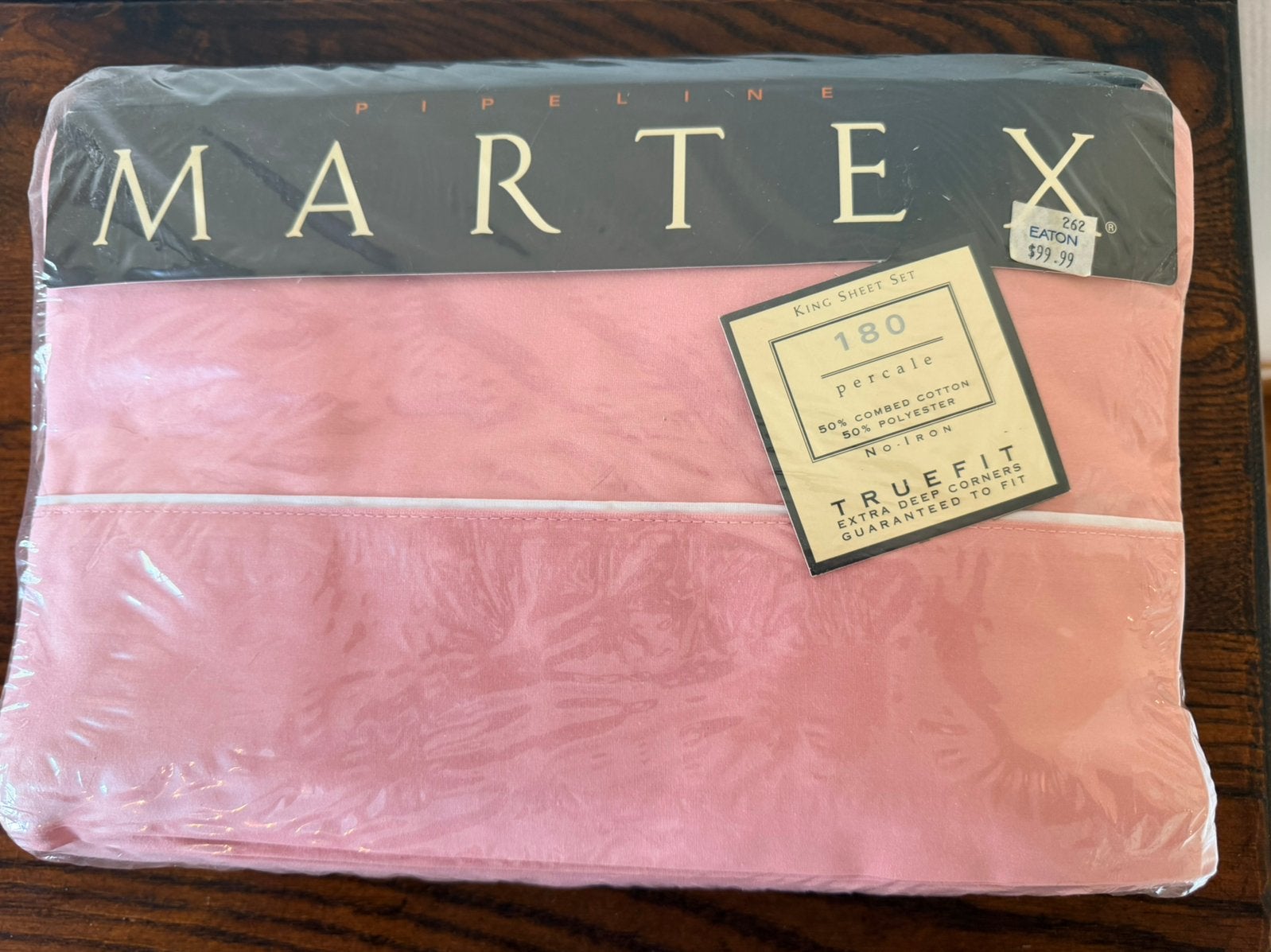 Nouveau ensemble de draps vintage Martex King- Pipeline Pink, Maison & Meubles, Enlèvement ou Envoi, Comme neuf, Coton, Rose