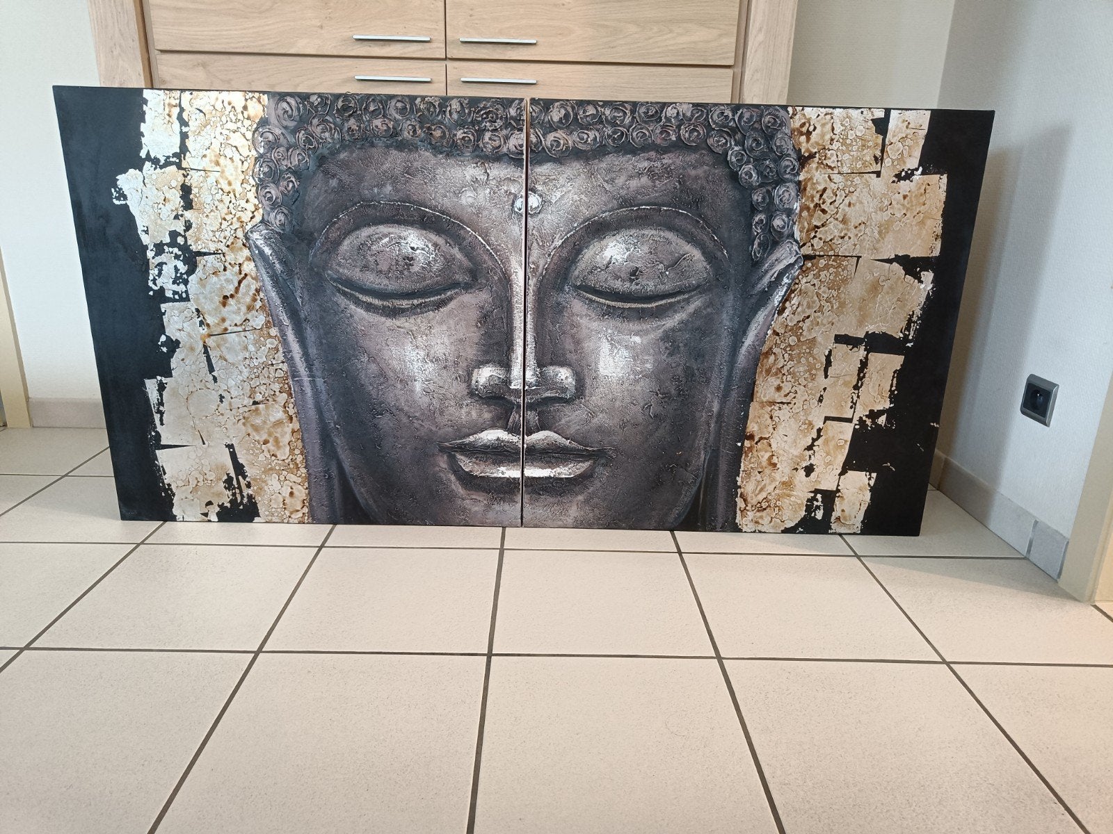 Canvas Boeddha 2 delen van elk 80/80 ,samen 160x80cm, Ophalen