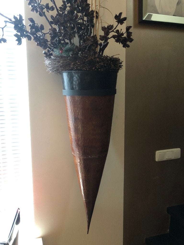 WANDDECORATIE METALEN HOGE VAAS / HOORN voor wandmontage, Ophalen, Metaal, 30 cm, Nieuw