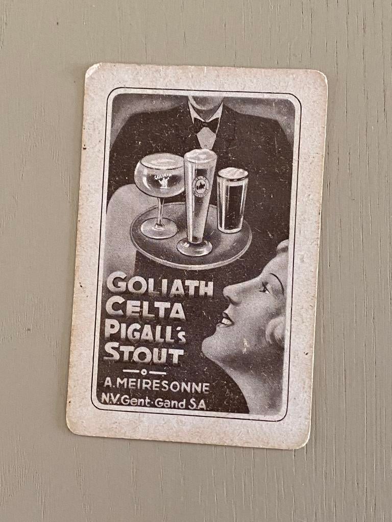 Oude speelkaart GOLIATH brouwerij MEIRESONNE te GENT, Verzamelen, Speelkaarten, Jokers en Kwartetten, Ophalen of Verzenden, Gebruikt