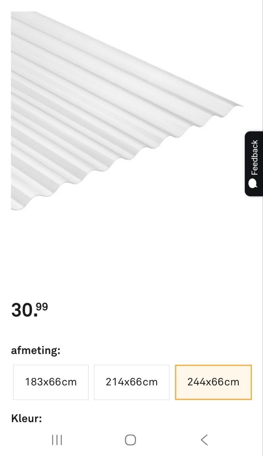 9 nieuwe pvc golfplaten 66x244cm, Doe-het-zelf en Bouw, Ophalen, Nieuw