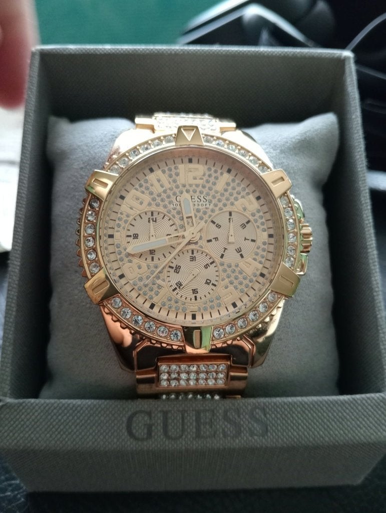 Guess Frontier Gold, Handtassen en Accessoires, Staal, Staal, Polshorloge, Zo goed als nieuw