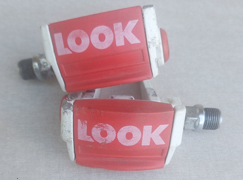 Vélo de route à pédales vintage LOOK rouge/blanc, Enlèvement ou Envoi, Comme neuf, Hommes, Autres marques