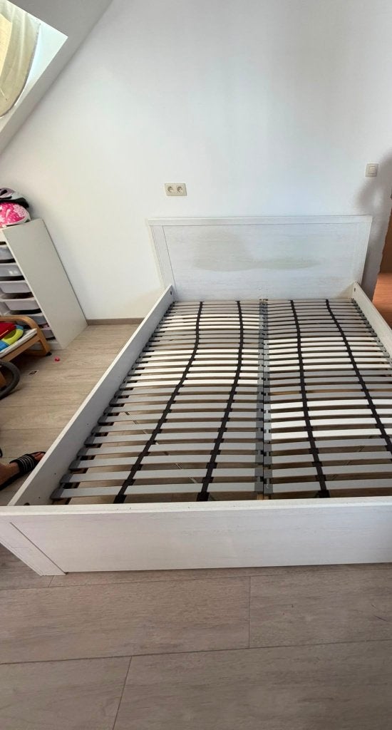 Lit ikea 160 cm, Ophalen, Gebruikt, Wit, Tweepersoons