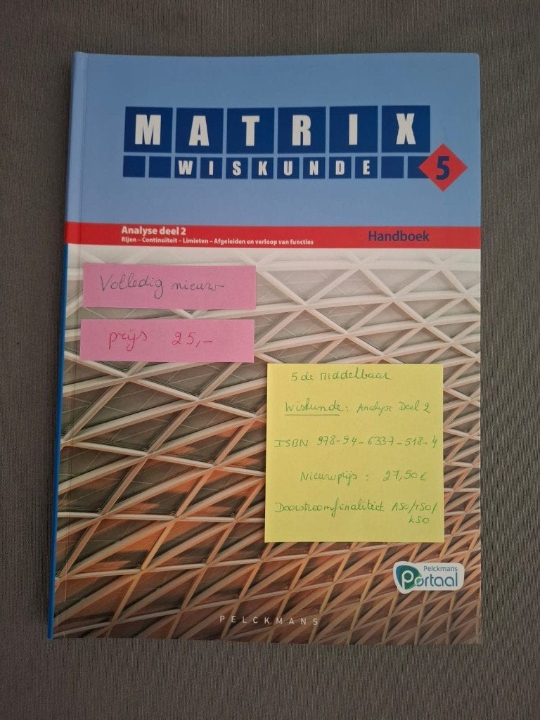 Matrix wiskunde 5de middelbaar  analyse deel 2. NIEUW, Neuf, Enlèvement ou Envoi, Secondaire, Pelckmans