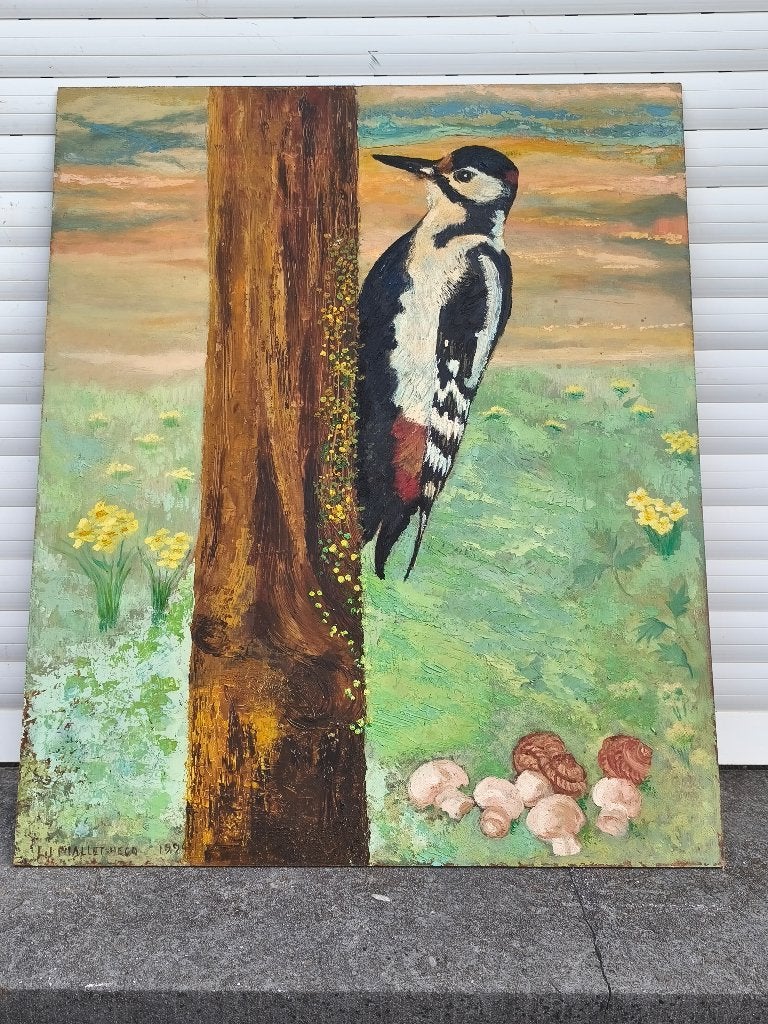 Huile sur panneau signe Lili Mallet hecq, Antiek en Kunst, Kunst | Schilderijen | Klassiek, Ophalen of Verzenden