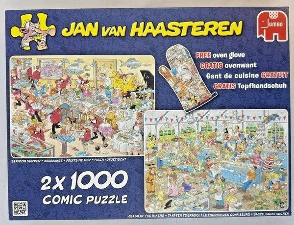 Jan van Haasteren puzzel 2x1000 Zeebanket & Taarten Toernooi, Hobby en Vrije tijd, Verzenden, 500 t/m 1500 stukjes, Zo goed als nieuw