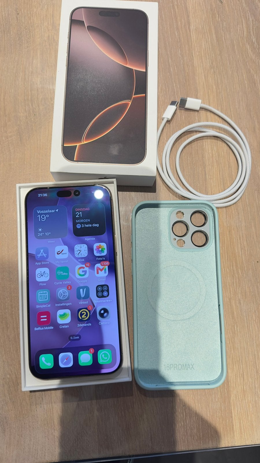 iPhone 16 pro max met 512gb, Télécoms, Téléphonie mobile | Apple iPhone, Comme neuf, 512 GB, Sans abonnement, Avec simlock (verrouillage SIM)