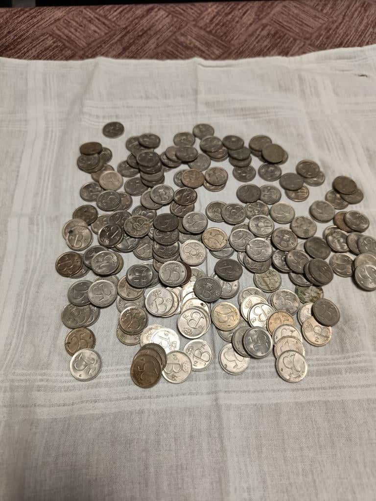 Belgisch oud geld 25 cent, Postzegels en Munten, Ophalen