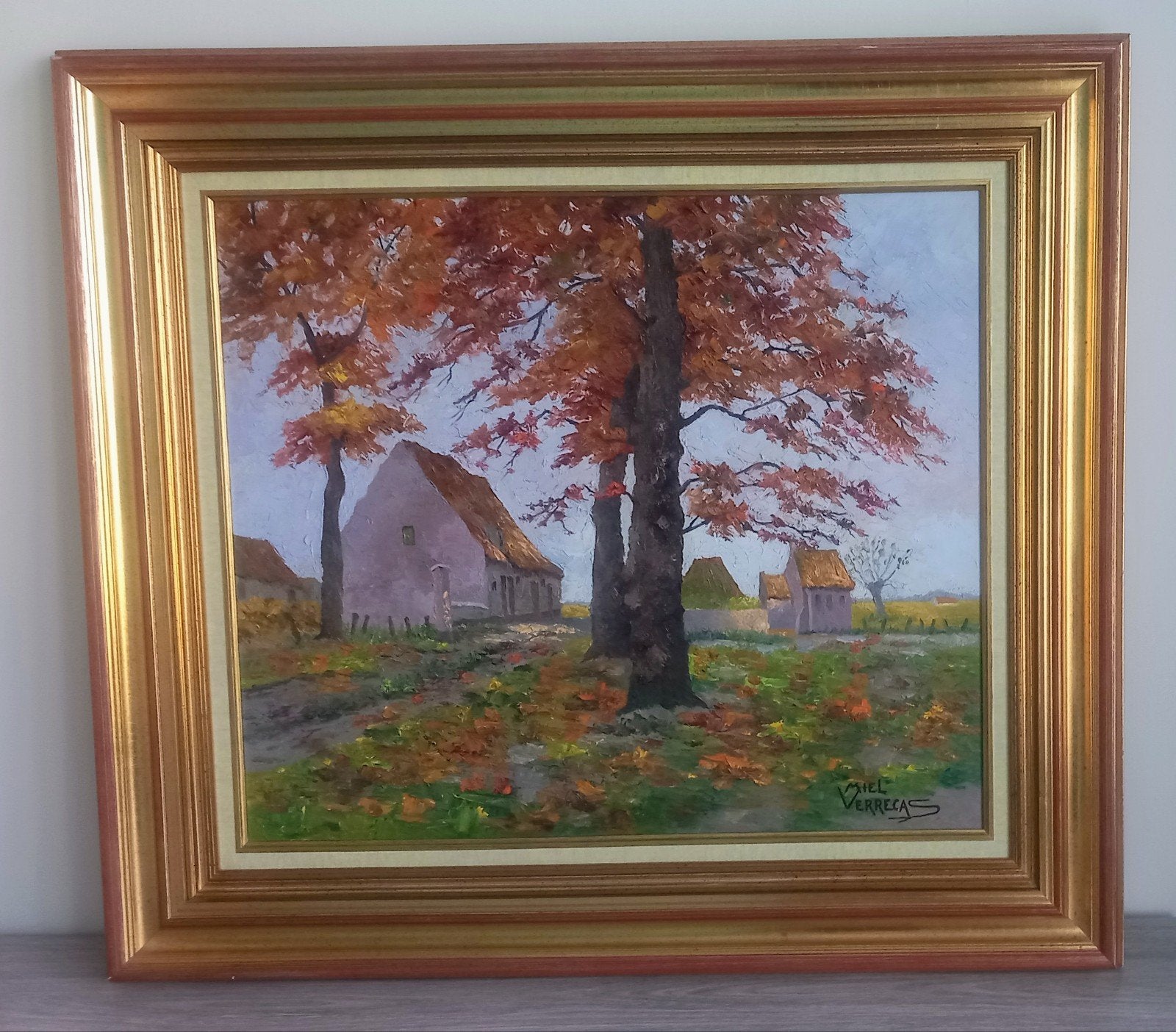 Olieverfschilderij Miel Verrecas, Antiek en Kunst, Ophalen, Impressionistisch, Gesigneerd
