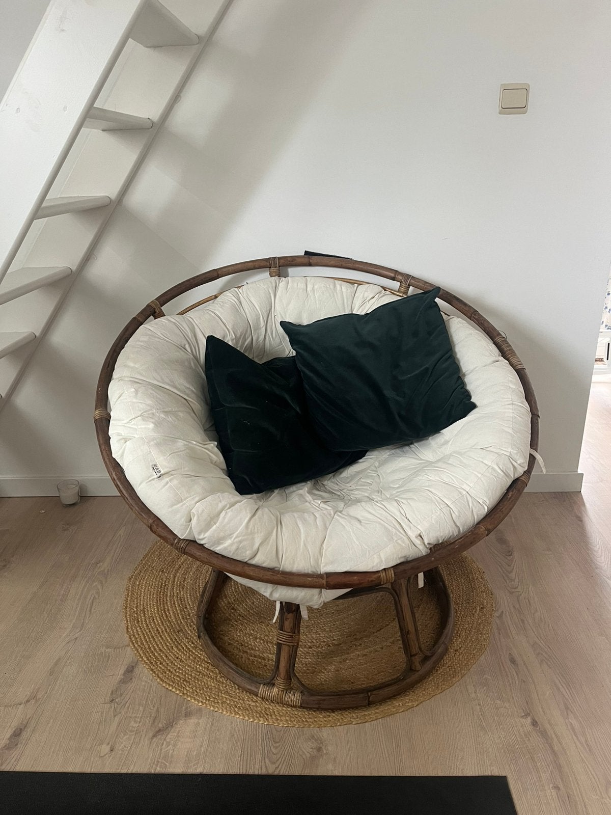 Rotan papasan stoel, Ophalen, Gebruikt, Wit, Riet of Rotan